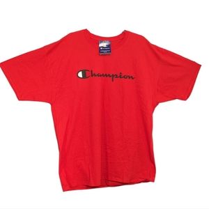 XXL Champion Logo Mens 2XL Red Shirt Black Logo Short Sleeve NWT Big and Tall
